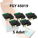 Foogy Dymo D1 Muadili Etiket Plastik Yeşil - 12 mm x 7 mt - 45019 - Eko Paket 5 li
