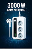 P10 3X Priz 3000W Akım Korumalı 4X Usb 2X Type-c Girişli Çoklu Priz