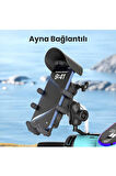 Ayna Bağlantılı Güneş ve Yağmur Korumalı 360° Derece Ayarlanabilir Motosiklet Telefon Tutucu