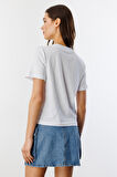Kadın Cocktail Baskı Desenli Kısa Kollu Organik Pamuklu Bisiklet Yaka Crop T-shirt COCKTAIL-T-SHIRT