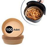 BUFFER®100 Adet  Air Fryer Pişirme Kağıdı Tek Kullanımlık  Yağlı Kağıdı Yuvarlak Tabak Model