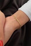 14 Ayar Altın Dorika Top Detaylı Küp Bileklik