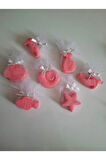 Deniz Temalı Kokulu Gül Pembe Rengi Sabun Seti -Tül Ve İnci Süslemeli 7'li Set