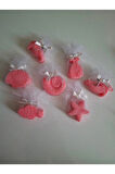 Deniz Temalı Kokulu Gül Pembe Rengi Sabun Seti -Tül Ve İnci Süslemeli 7'li Set