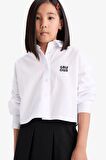 DeFacto Kız Çocuk Cropped Fit Oxford Uzun Kollu Gömlek D9149A825SPWT34