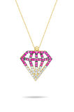 Ruby Taşlı Altın Diamond Kolye