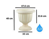 Omnipazar SO-N002 Nergiz Dekoratif Dış Mekan Saksı 25,3 lt Kirli Beyaz 3 Adet