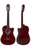 Midex CG-395BR Kahve Renk Kesik Klasik Gitar 4/4 Yetişkin Boy Sap Ayarlı Full Set