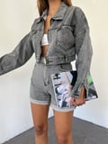 Fermuarlı Çift Cepli Denim Ceket