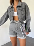 Fermuarlı Çift Cepli Denim Ceket