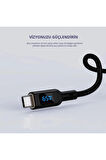 CB-MCC102-BK 100W Naylon Örgülü 5A 480Mbps Type-C Type-C LCD Ekranlı Kablo 1.8M Uyumlu