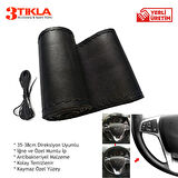 Lüks Set Peugeot 206+ 2012 Delmesiz Çelik Ayaklı Gri-Siyah Kolçak Kol Dayama, Direksiyon Kılıfı
