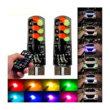 Kumandalı Çakarlı RGB T10 Dipsiz Park, Sinyal, Tavan Ampülü İki Adet