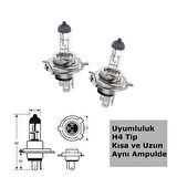 H4 %160 Fazla Işık Halojen Ampul 60W/55W  2 Adet