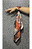 Şifon Saten Fular Desenli Fular Bandana
