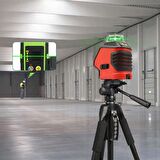 KOBB KBL88GTP 25 Metre Profesyonel Yatay 360° ve Dikey Otomatik Hizalamalı Nokta Şakül ve Yeşil Çapraz Çizgi Lazer Distomat + Tripod 