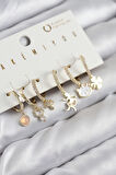 Pirinç Zirkon Taşlı Hello Kity Ve Yonca Model Gold Renk 6'lı Küpe Set