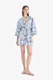 DeFacto Regular Fit Desenli Kuşaklı Pamuklu Kimono-Fall in Love D0453AX25SPBE758