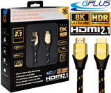 Gplus 8K60 8 Metre 60Hz 48 Gbps HDCP 2.3 DHDR VRR QMS 8K Ultra HDMI 2.1 eARC 26 AWG Örgülü Premium Kablo 8MT