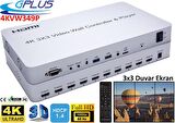 Gplus 4KVW349P 3x3 Video Wall Controller Ekran Genişletici + USB