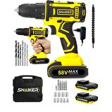 Snaiker Alman 58 Volt Sarı Çift Akülü Matkap Seti