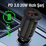 Zhltools 20W Usb ve 20W Type-C Çıkışlı Araç İçi Çakmaklık Hızlı Şarj Başlığı Total 40W