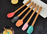 Zhlhome Renkli Bambu Saplı Silikon Uçlu Spatula 5li Set