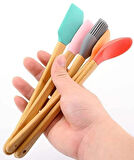 Zhlhome Renkli Bambu Saplı Silikon Uçlu Spatula 5li Set