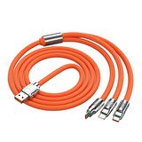 Zhltools 3 in 1 Usb to Type-C - Micro Usb - Lightning 120W Hızlı Şarj Kablosu 1.2 metre Turuncu