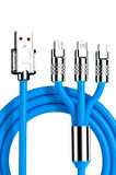 Zhltools 3 in 1 Usb to Type-C - Micro Usb - Lightning 120W Hızlı Şarj Kablosu 1.2 Mt Mavi