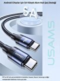 Usams Örgülü 1.2 Metre Type-C to Type-C 100w 5A Pd Hızlı Şarj ve Data Kablosu