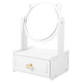 Zhlhome Mini Kozmetik Aynalı Organizer Masası Beyaz