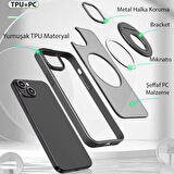 Zhltools iPhone 14 Plus İçin Magsafe Uyumlu Yüzük Standlı Manyetik Silikon Kılıf