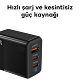 ALLY PD40 2xType-C + USB QC3.0 PD 45W Hızlı Sarj Adaptörü Sarj Başlığı Siyah