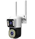 Zhltools 4mp Çift Lens Ip Kamera - Wıfı Açık Otomatik İzleme, Su Geçirmez Kablosuz Güvenlik Ev Kamerası, Renkli Gece Görüş
