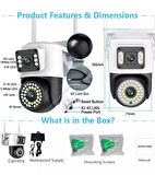 Zhltools 4mp Çift Lens Ip Kamera - Wıfı Açık Otomatik İzleme, Su Geçirmez Kablosuz Güvenlik Ev Kamerası, Renkli Gece Görüş