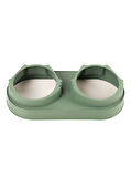 Süslüpati Yükseltilmiş Eğimli 2li Kedi Köpek Mama ve Su Kabı - Çiftli Mama Kabı Yeşil