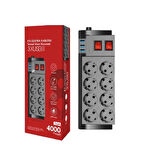 Zhltools Termal Akım Korumalı Isıya Karşı Dayanıklı 8li Priz Kablo Uzunluğu 2 mt 3 x Usb