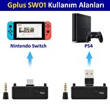 Gplus SW01 Playstation PS5 Xbox Nintendo Oyuncu Bluetooth Kulaklık Uyumlu Transmitter Ses Aktarım