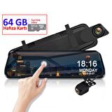 Novatek NT910+64GB Hafıza 10 inç Dokunmatik Çift Yön Ayna Kamera