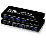 Gplus 4KVM421 KVM Switch 2x1 HDMI 4K USB 3.0 HDCP 2.3 HDR10 EDID