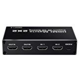 Gplus 4KMX222 2x2 Matrix Switch Splitter HDMI 2.0 4K 2160P HDR