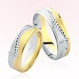 Sarı Beyaz Desenli Altın Alyans 6905