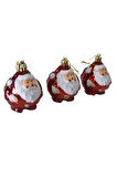 Orca Yılbaşı Süsü Noel Baba Figürlü Çam Ağacı Topu 6 cm 3lü  Orc-Yıl-23380