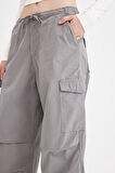 DeFacto Coool Paraşüt Poplin Pantolon Basic Düz Cepli Beli Lastikli A6266AX24AUGR67