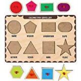 Ahşap Tutmalı Puzzle 8 Geometrik Şekiller