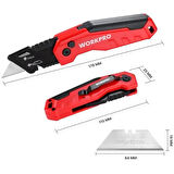 WORKPRO WP211026 Katlanır Çok Amaçlı Profesyonel Rötuş Maket Bıçağı + 14 Adet Yedek Bıçak