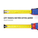 WORKPRO WP261044 8Mx25mm Naylon Kaplama Sarı Çift Taraflı Manyetik Çelik Şerit Metre 