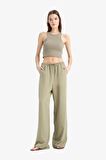 DeFacto Keten Karışımlı Palazzo Pantolon Wide Leg Geniş Bol Paça Üç Cepli Normal Bel Basic Düz Standart Boy C4545AX25SPKH459
