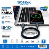 SChitec 240W Type-C to Type-C Süper Hızlı Şarj ve Data Kablosu 1.2Metre  Siyah HG/C-25